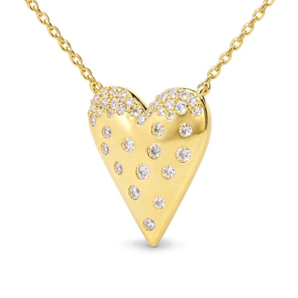 10K Yellow Gold 1/5 Cttw Diamond Heart Mosaic Pendant Necklace - alternate view 3