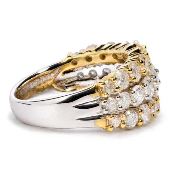 14K Yellow and White Gold 3.0 Cttw Round Diamond Multi-Row Band Ring - alternate view 2