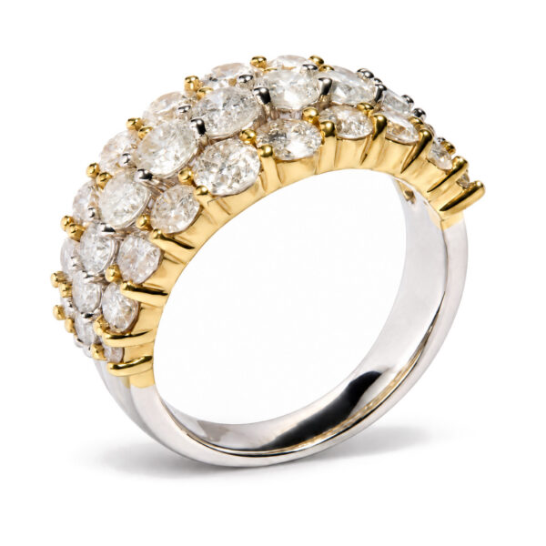 14K Yellow and White Gold 3.0 Cttw Round Diamond Multi-Row Band Ring - alternate view 3