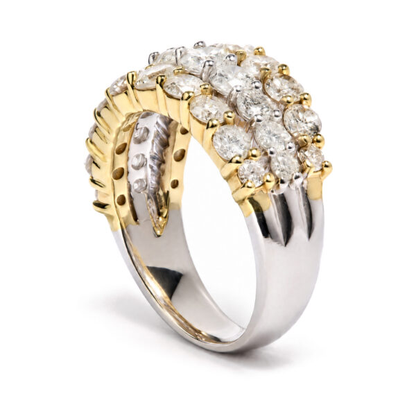14K Yellow and White Gold 3.0 Cttw Round Diamond Multi-Row Band Ring - alternate view 4