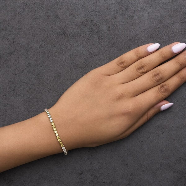 14K Yellow Gold Ombré Multicolor Sapphire and 1 3/8 Cttw Diamond Tennis Bracelet - alternate view 5