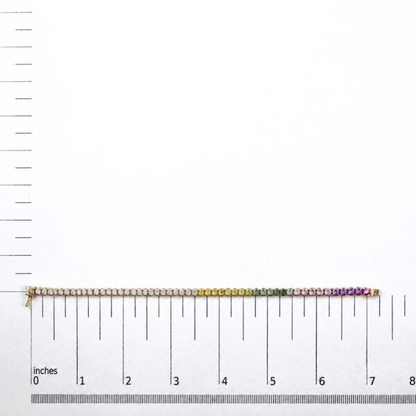 14K Yellow Gold Ombré Multicolor Sapphire and 1 3/8 Cttw Diamond Tennis Bracelet - alternate view 4