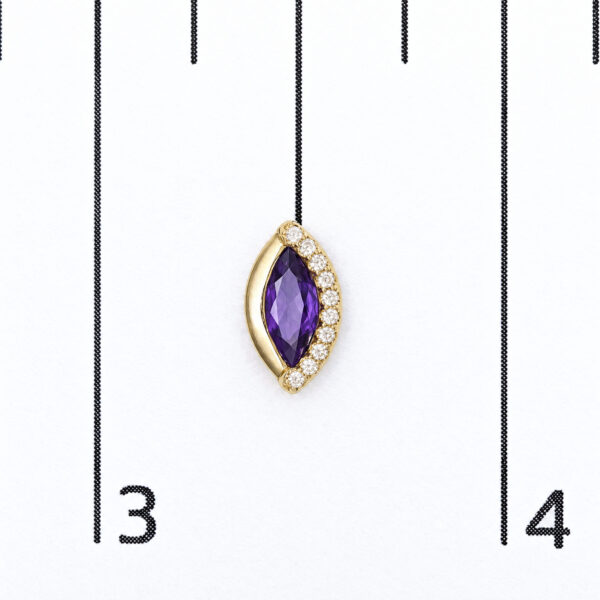 10K Yellow Gold 1/10 Cttw Diamond and Marquise Amethyst Half-Halo Stud Earrings - alternate view 4