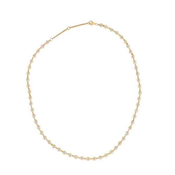 14K Yellow Gold 5.00 Cttw Round Diamond Bezel Set Station Necklace - alternate view 2