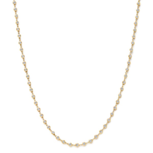 14K Yellow Gold 5.00 Cttw Round Diamond Bezel Set Station Necklace