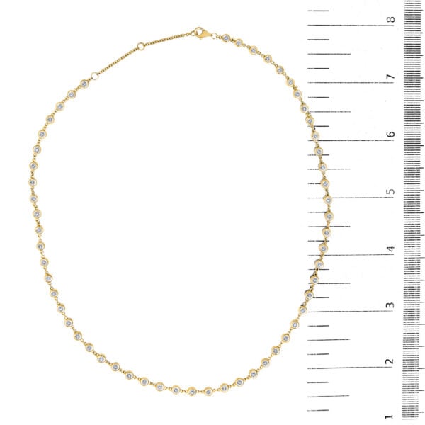 14K Yellow Gold 5.00 Cttw Round Diamond Bezel Set Station Necklace - alternate view 5