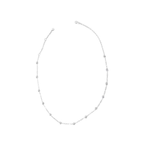 14K White Gold 1 1/2 Cttw Round Diamond Paperclip Bezel Set Station Necklace - alternate view 2