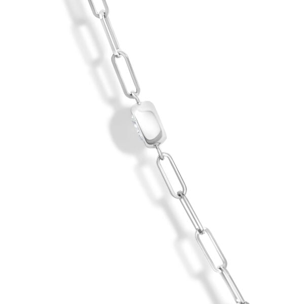 14K White Gold 1 1/2 Cttw Round Diamond Paperclip Bezel Set Station Necklace - alternate view 4
