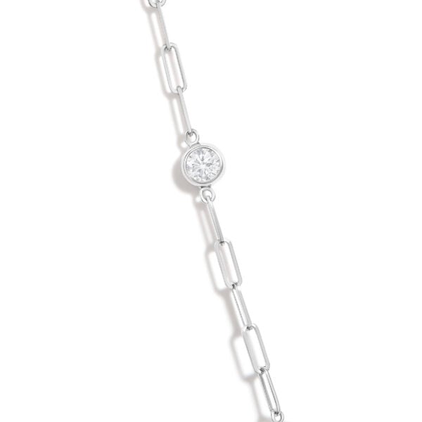 14K White Gold 1.00 Cttw Round Diamond Paperclip Bezel Set Station Necklace - alternate view 3