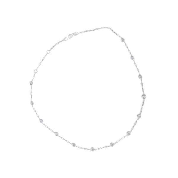 14K White Gold 2.00 Cttw Round Diamond Paperclip Bezel Set Station Necklace - alternate view 2