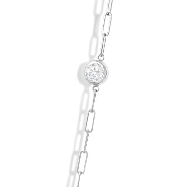 14K White Gold 2.00 Cttw Round Diamond Paperclip Bezel Set Station Necklace - alternate view 3