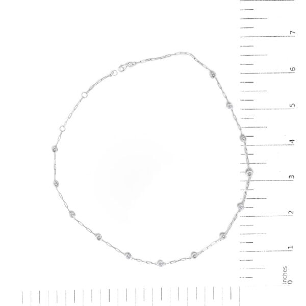 14K White Gold 2.00 Cttw Round Diamond Paperclip Bezel Set Station Necklace - alternate view 4