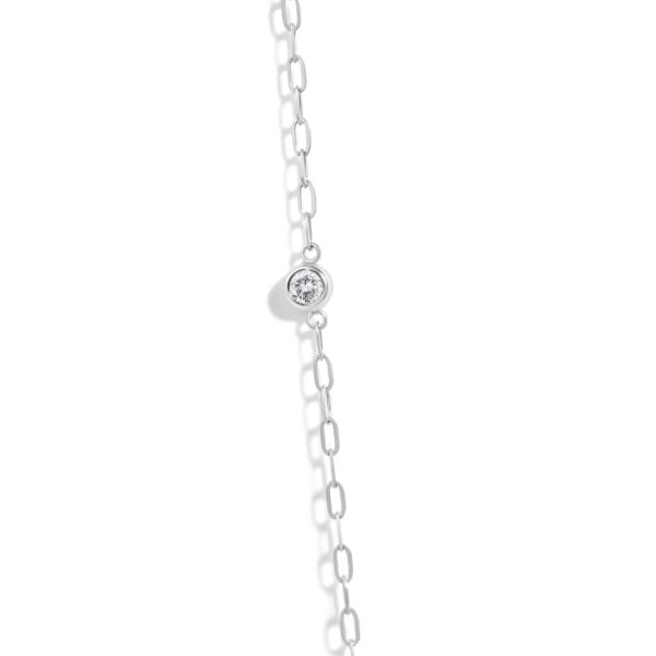 14K White Gold 1/2 Cttw Round Diamond Paperclip Bezel Set Station Necklace - alternate view 3
