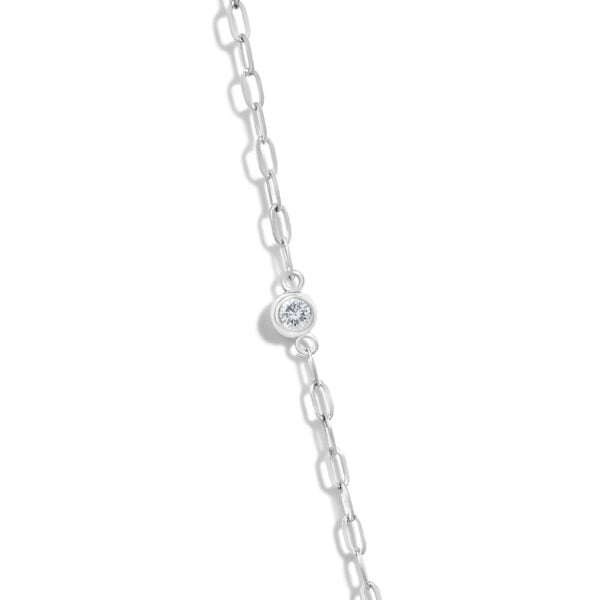 14K White Gold 1/4 Cttw Round Diamond Paperclip Bezel Set Station Necklace - alternate view 3