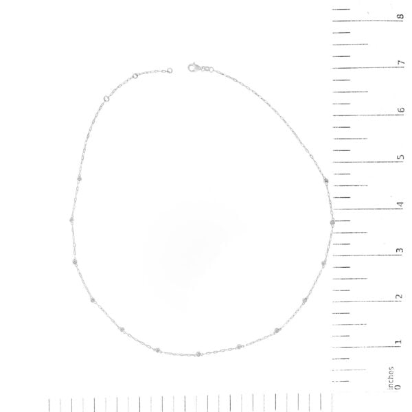 14K White Gold 1/4 Cttw Round Diamond Paperclip Bezel Set Station Necklace - alternate view 5