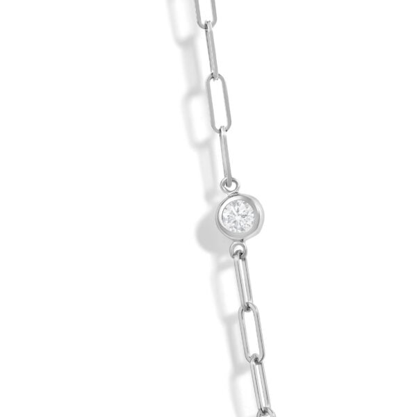 14K White Gold 3/4 Cttw Round Diamond Paperclip Bezel Set Station Necklace - alternate view 3