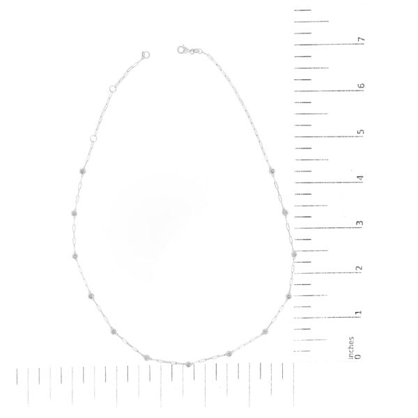14K White Gold 3/4 Cttw Round Diamond Paperclip Bezel Set Station Necklace - alternate view 4