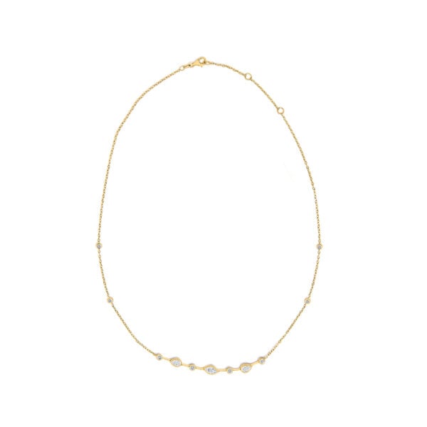18K Yellow Gold 1 1/7 Cttw Diamond Bezel-Set Station Necklace with Round, Pear and Marquise Diamonds - alternate view 2
