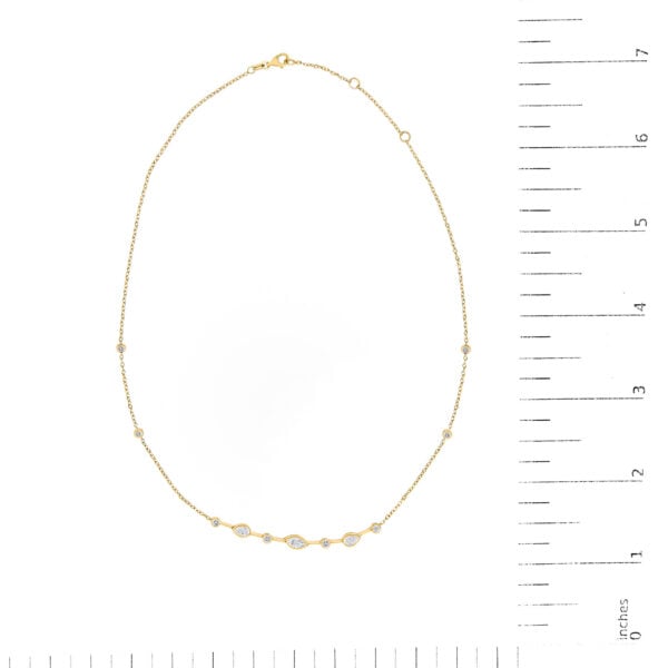 18K Yellow Gold 1 1/7 Cttw Diamond Bezel-Set Station Necklace with Round, Pear and Marquise Diamonds - alternate view 5