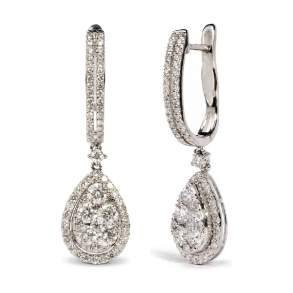 14K White Gold 1 5/8 Cttw Diamond Pear Shape Drop Earring - alternate view 2