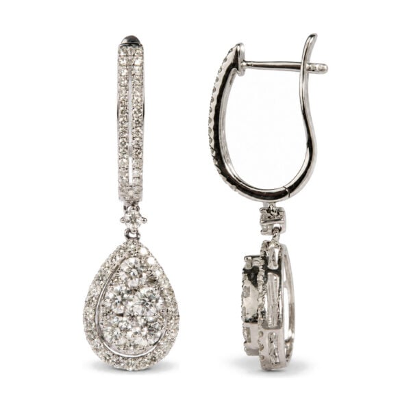 14K White Gold 1 5/8 Cttw Diamond Pear Shape Drop Earring - alternate view 3