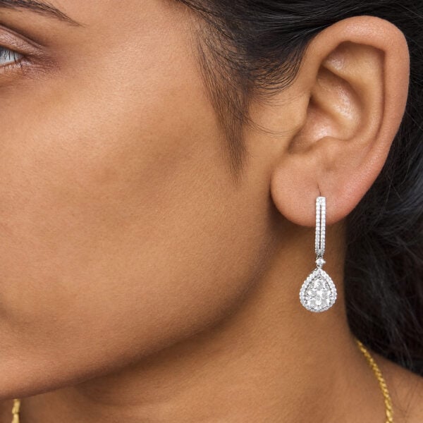 14K White Gold 1 5/8 Cttw Diamond Pear Shape Drop Earring - alternate view 5