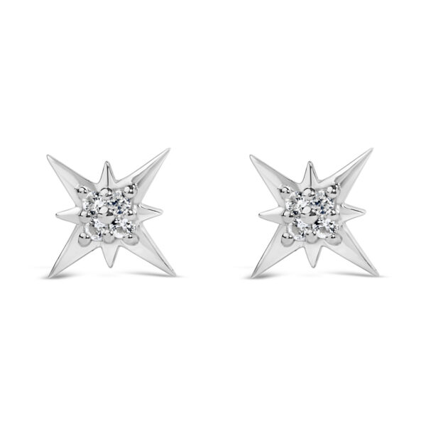 Sterling Silver Lab Created White Sapphire Starburst Stud Earrings