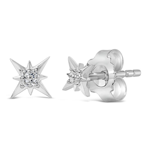 Sterling Silver Lab Created White Sapphire Starburst Stud Earrings - alternate view 2