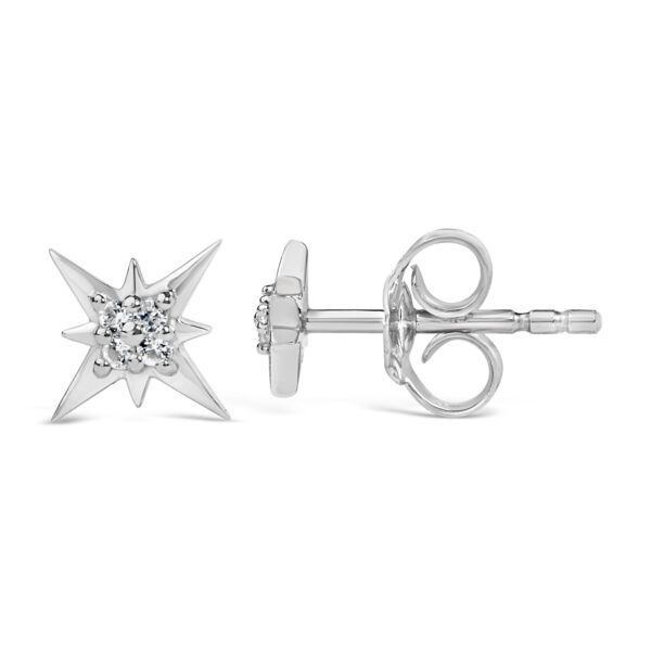 Sterling Silver Lab Created White Sapphire Starburst Stud Earrings - alternate view 3