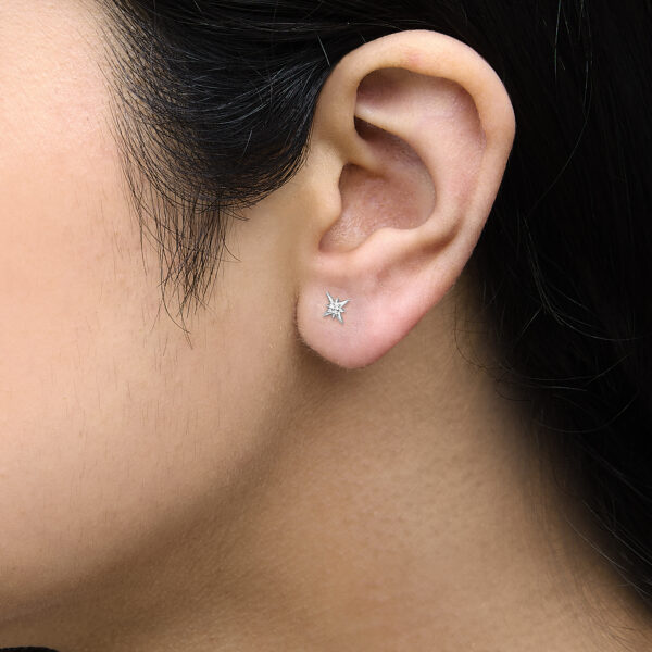 Sterling Silver Lab Created White Sapphire Starburst Stud Earrings - alternate view 5