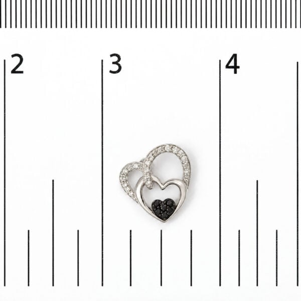 .925 Sterling Silver 1/4 Cttw Black and White Diamond Multi Heart Stud Earrings - alternate view 4