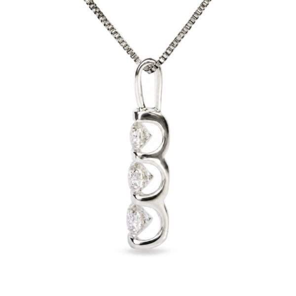 14K White Gold 1.00 Cttw Diamond 3 Stone Pendant Necklace - alternate view 3