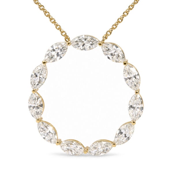 IGI Certified 14K Yellow Gold 2 1/4 Cttw Lab Grown Marquise Cut Diamond Open Circle Necklace - alternate view 2