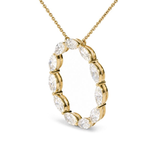 IGI Certified 14K Yellow Gold 2 1/4 Cttw Lab Grown Marquise Cut Diamond Open Circle Necklace - alternate view 3