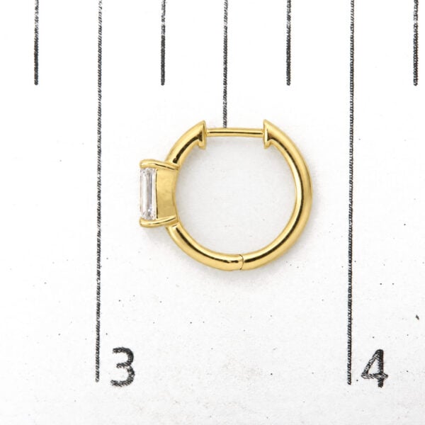 IGI Certified 14K Yellow Gold 1 1/2 Cttw Lab Grown Emerald Cut Diamond Solitaire Huggies Hoop Earrings - alternate view 5