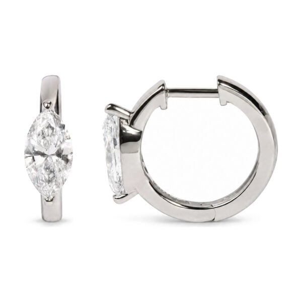 IGI Ceritfied 14K White Gold 1 1/2 Cttw Lab Grown Marquise Cut Diamond Solitaire Huggie Hoop Earrings - alternate view 3