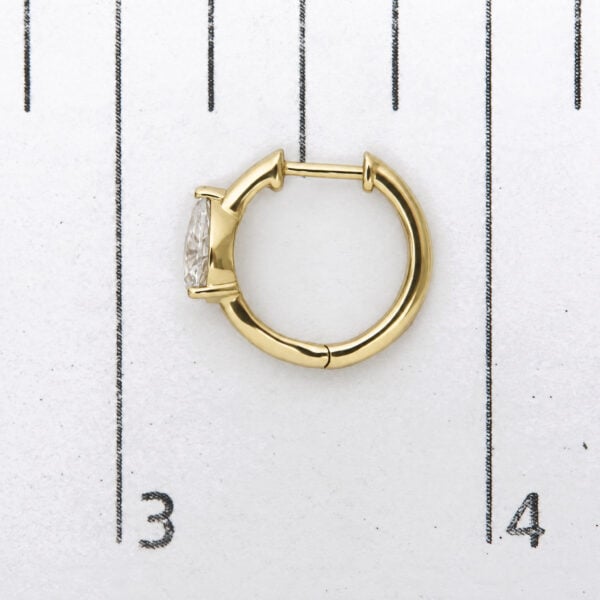 IGI Certified 14K Yellow Gold 1 1/2 Cttw Lab Grown Pear Cut Diamond Solitaire Huggies Hoop Earrings - alternate view 5