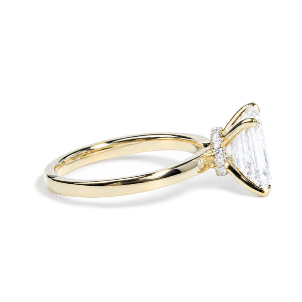 IGI Certified 14K Yellow Gold 3.00 Cttw Lab Grown Emerald Cut Diamond Hidden Halo Ring - alternate view 2