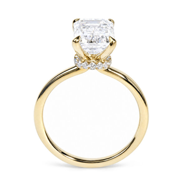 IGI Certified 14K Yellow Gold 3.00 Cttw Lab Grown Emerald Cut Diamond Hidden Halo Ring - alternate view 5