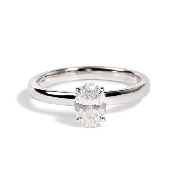 IGI Certified 14K White Gold 1.00 Cttw Oval Cut Lab Grown Diamond Hidden Halo Ring
