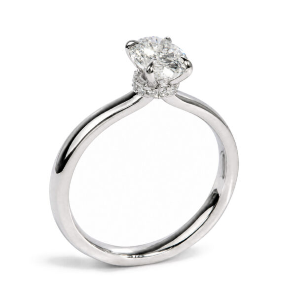 IGI Certified 14K White Gold 1.00 Cttw Oval Cut Lab Grown Diamond Hidden Halo Ring - alternate view 3