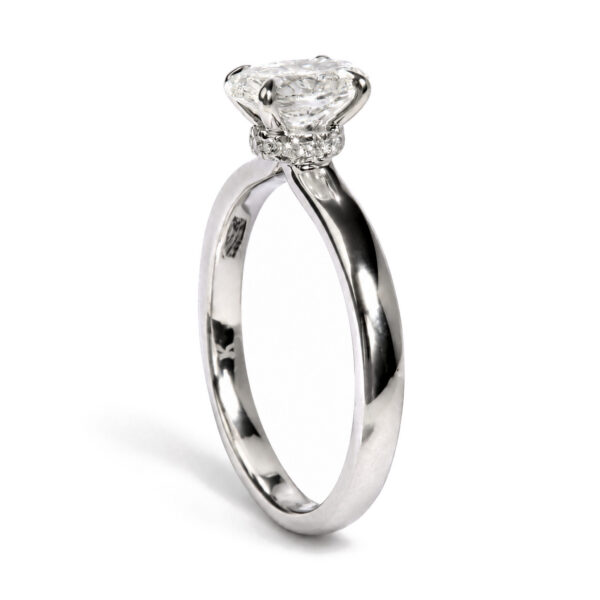 IGI Certified 14K White Gold 1.00 Cttw Oval Cut Lab Grown Diamond Hidden Halo Ring - alternate view 4
