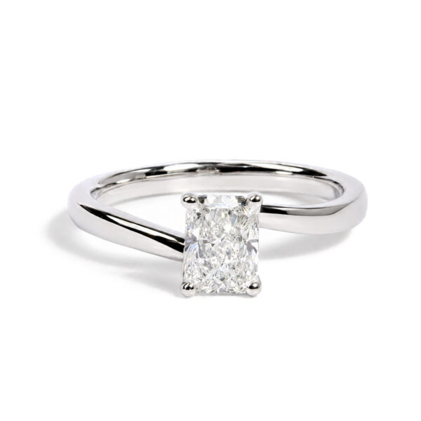 IGI Certified 14K White Gold 1.00 Cttw Lab Grown Radiant Cut Diamond Bypass Ring