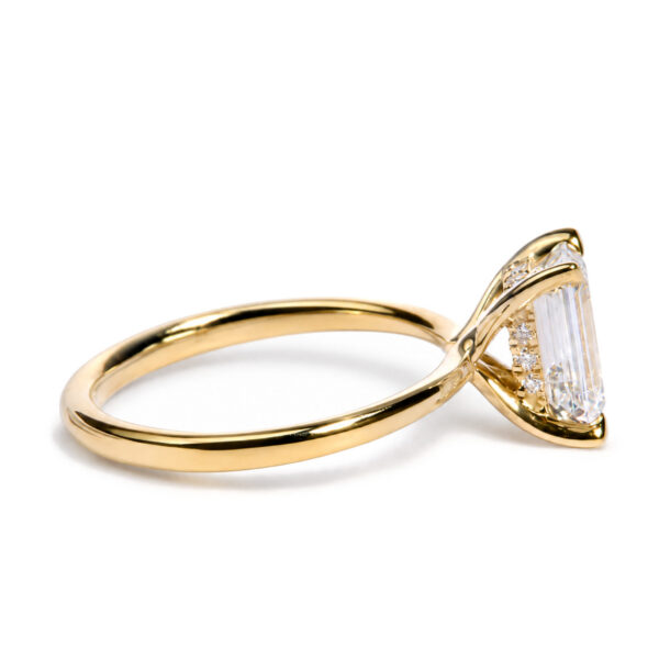 IGI Certified 14K Yellow Gold 2.00 Cttw Lab Grown Emerald Cut Diamond Hidden Halo Ring - alternate view 2