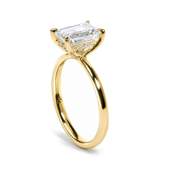 IGI Certified 14K Yellow Gold 2.00 Cttw Lab Grown Emerald Cut Diamond Hidden Halo Ring - alternate view 4