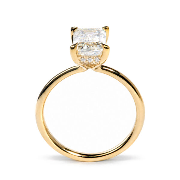 IGI Certified 14K Yellow Gold 2.00 Cttw Lab Grown Emerald Cut Diamond Hidden Halo Ring - alternate view 5