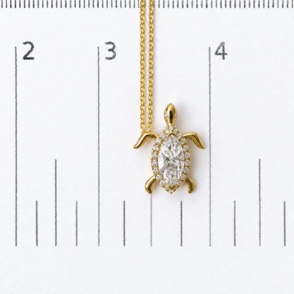 IGI Certified 14K Yellow Gold 2.00 Cttw Lab Grown Marquise Cut Diamond Turtle Pendant Necklace - alternate view 5