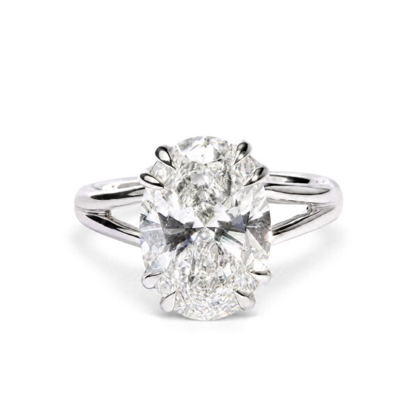 IGI Certified 14K White Gold 5.00 Cttw Lab Grown Oval Cut Split Shank Diamond Ring