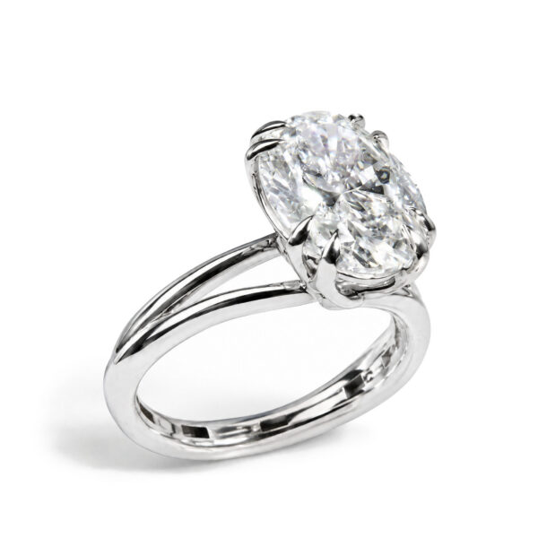 IGI Certified 14K White Gold 5.00 Cttw Lab Grown Oval Cut Split Shank Diamond Ring - alternate view 3