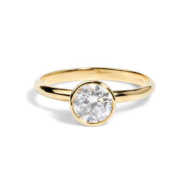 IGI Certified 14K Yellow Gold Bezel Set 1.00 Cttw Lab Grown Diamond Solitaire Ring